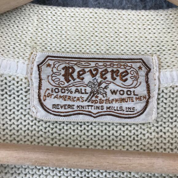 Vintage Revere Cardigan Sweater Wool Cream Grandpa Grunge Kurt Cobain S - Picture 3 of 8